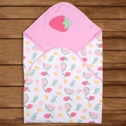 Baby Moo Strawberry Watermelon Soft Reversible Wrapper - Pink