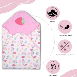 Baby Moo Strawberry Watermelon Soft Reversible Wrapper - Pink