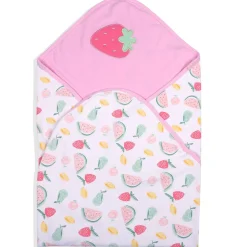 Baby Moo Strawberry Watermelon Soft Reversible Wrapper - Pink
