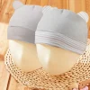 Baby Moo Striped And Plain Organic Soft Cotton Pack of 2 Caps - Grey