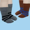 Baby Moo Striped Anti-Skid Socks Pack of 2 - Brown, Grey