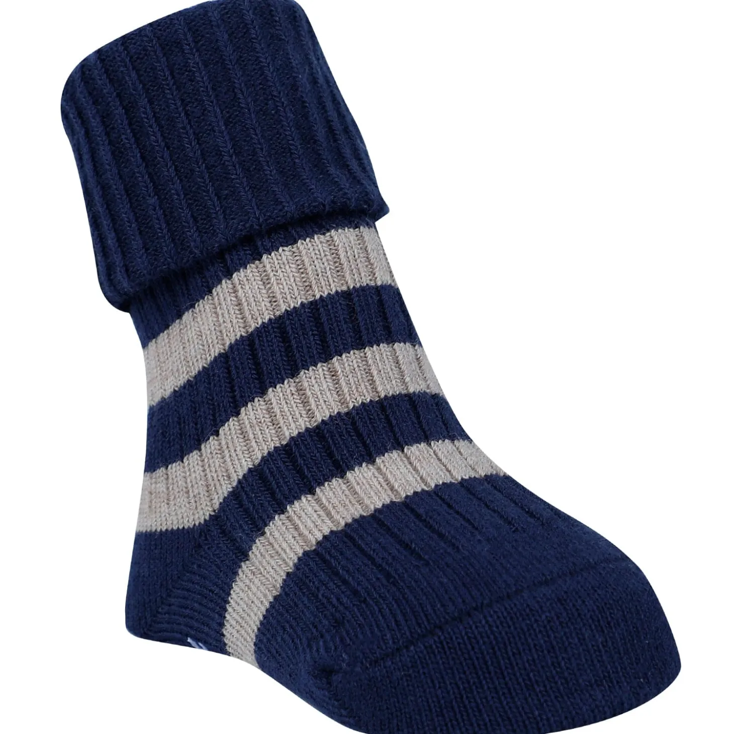 Baby Moo Striped Anti-Skid Socks Pack of 2 - Mustard, Blue