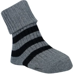 Baby Moo Striped Anti-Skid Socks Pack of 2 - Brown, Grey