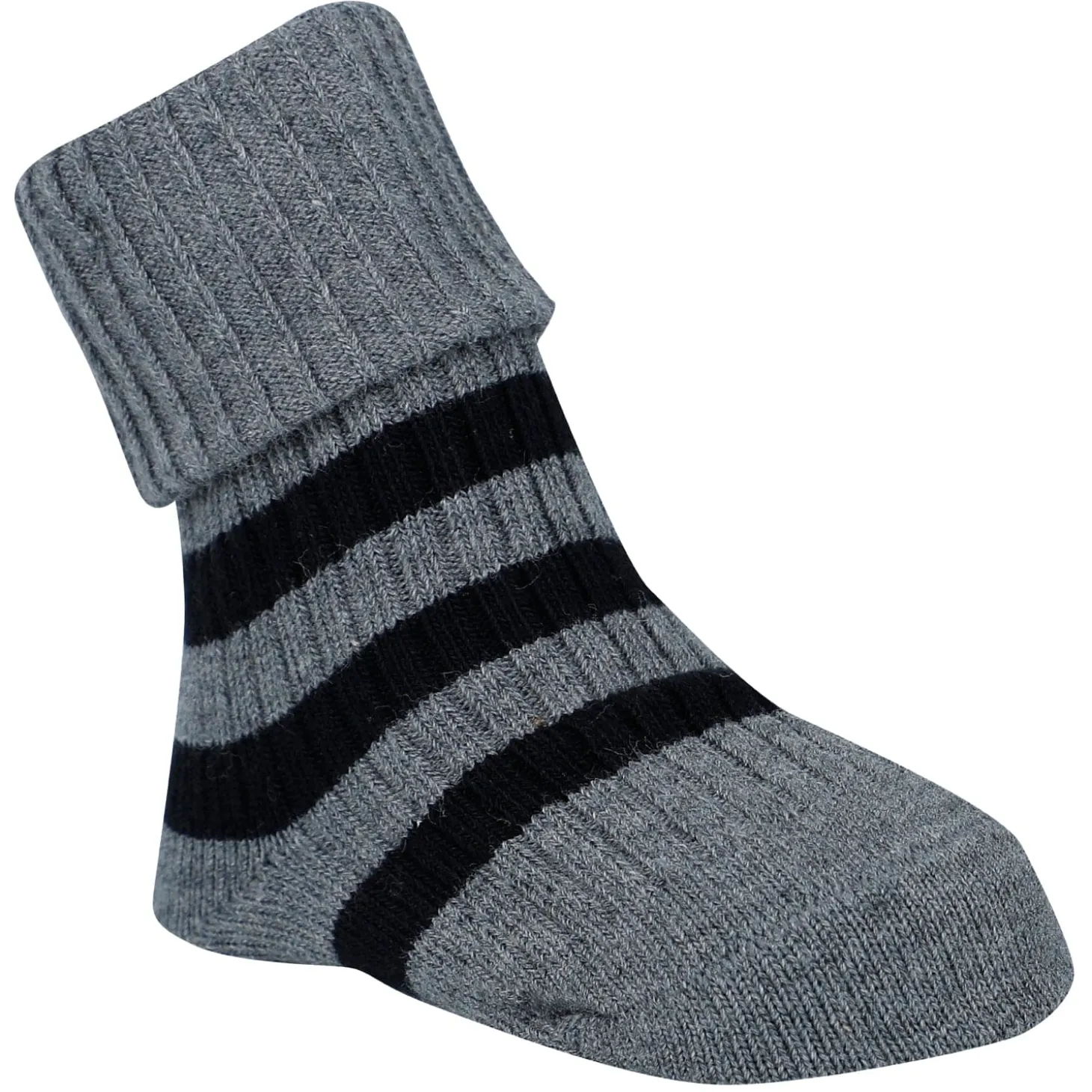 Baby Moo Striped Anti-Skid Socks Pack of 2 - Brown, Grey