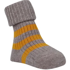 Baby Moo Striped Anti-Skid Socks Pack of 2 - Green, Grey