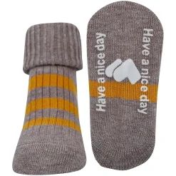 Baby Moo Striped Anti-Skid Socks Pack of 2 - Green, Grey