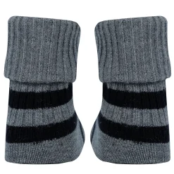Baby Moo Striped Anti-Skid Socks Pack of 2 - Brown, Grey