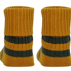 Baby Moo Striped Anti-Skid Socks Pack of 2 - Mustard, Blue