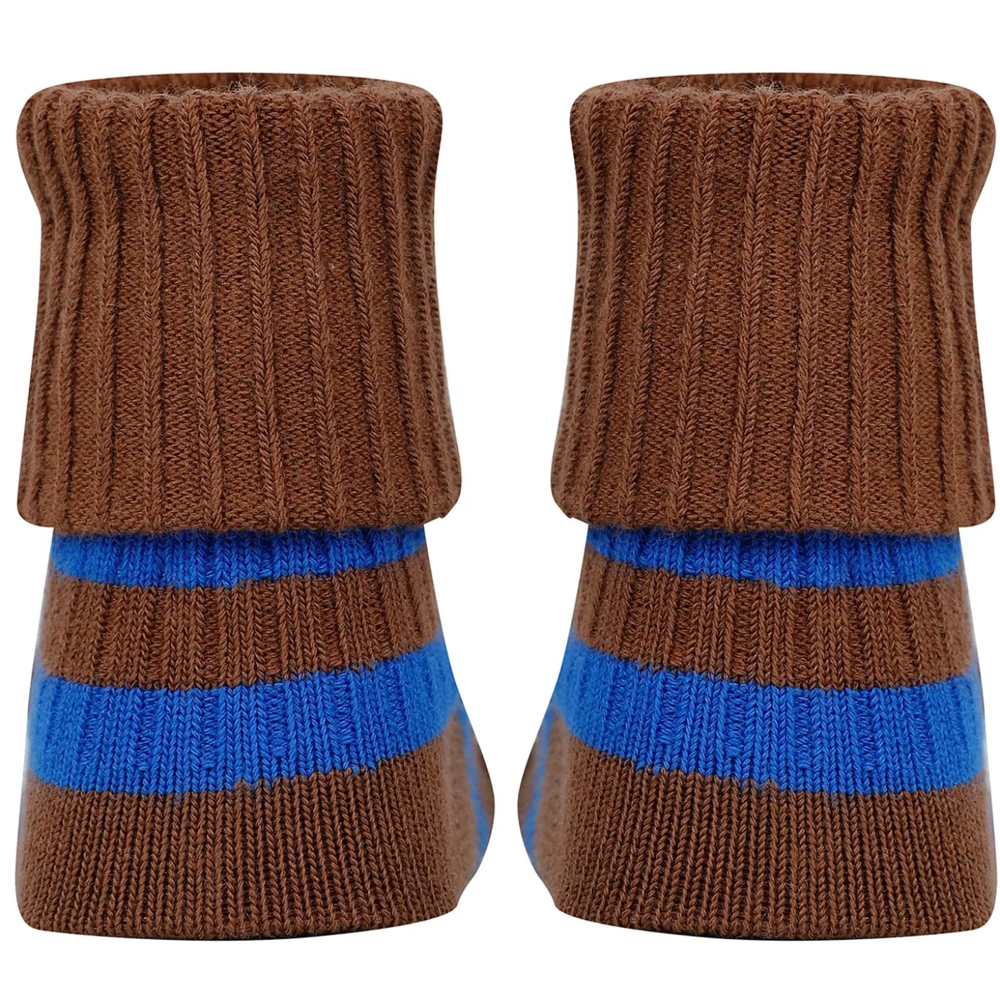 Baby Moo Striped Anti-Skid Socks Pack of 2 - Brown, Grey