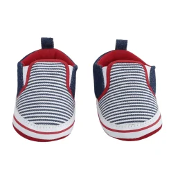 Baby Moo Striped Blue Slip-On Booties
