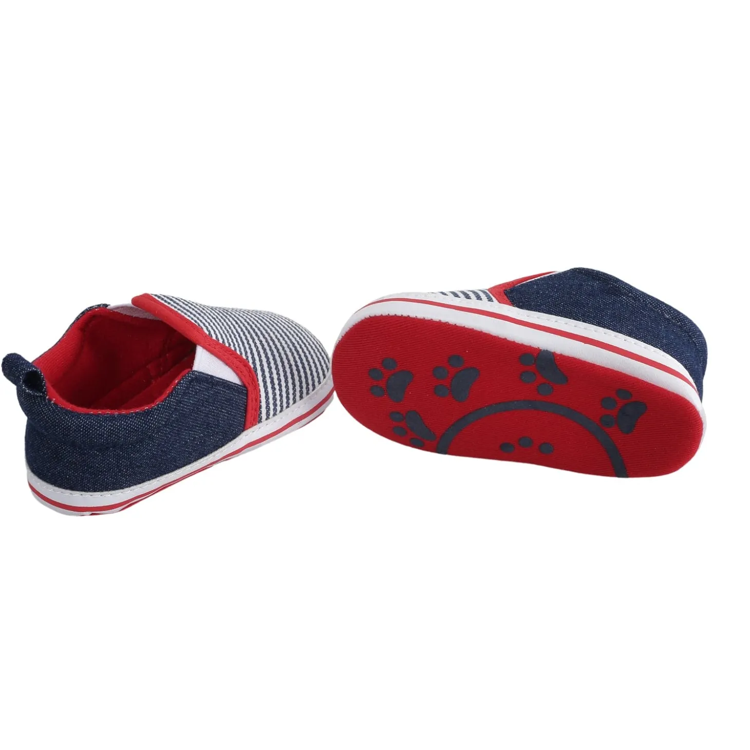 Baby Moo Striped Blue Slip-On Booties