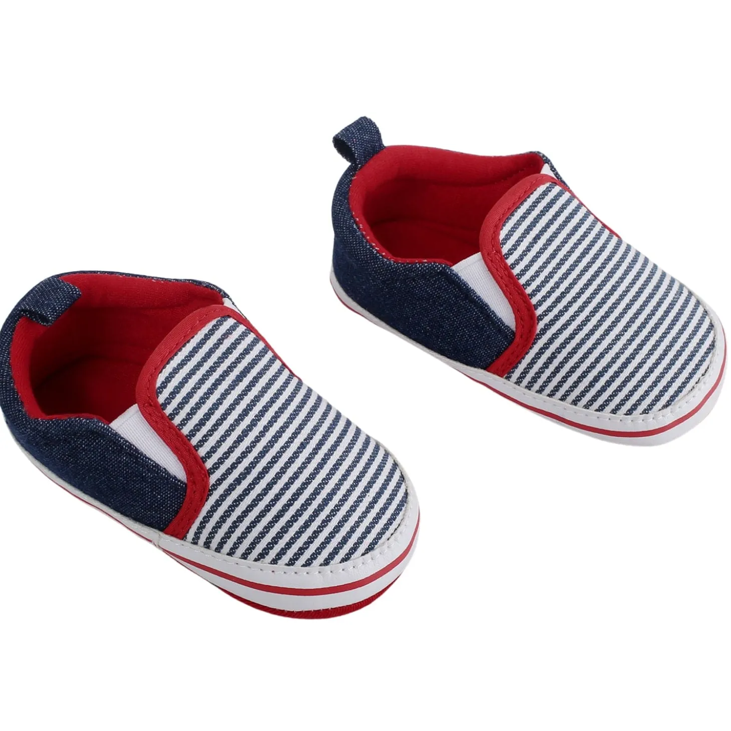 Baby Moo Striped Blue Slip-On Booties