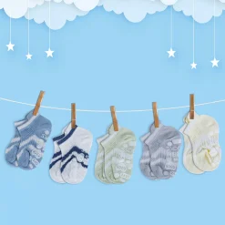 Baby Moo Striped Comfy Anti-Skid Adorable 5 Pack Socks - Multicolour