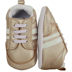 Baby Moo Striped Metallic Gold Lace Up Sneakers Booties