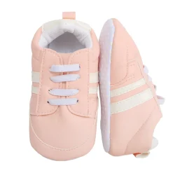 Baby Moo Striped Peach Lace Up Sneakers
