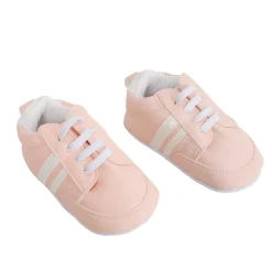 Baby Moo Striped Peach Lace Up Sneakers