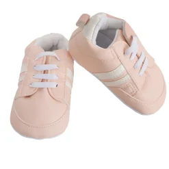 Baby Moo Striped Peach Lace Up Sneakers