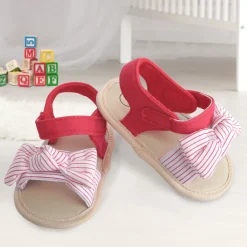 Baby Moo Striped Red Booties