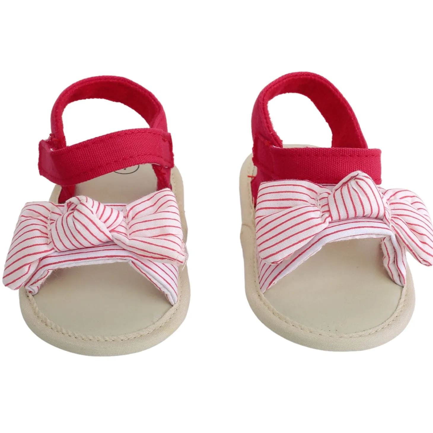Baby Moo Striped Red Booties