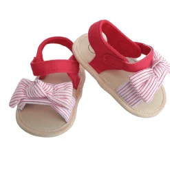 Baby Moo Striped Red Booties