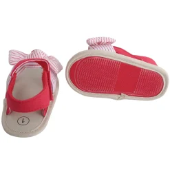 Baby Moo Striped Red Booties