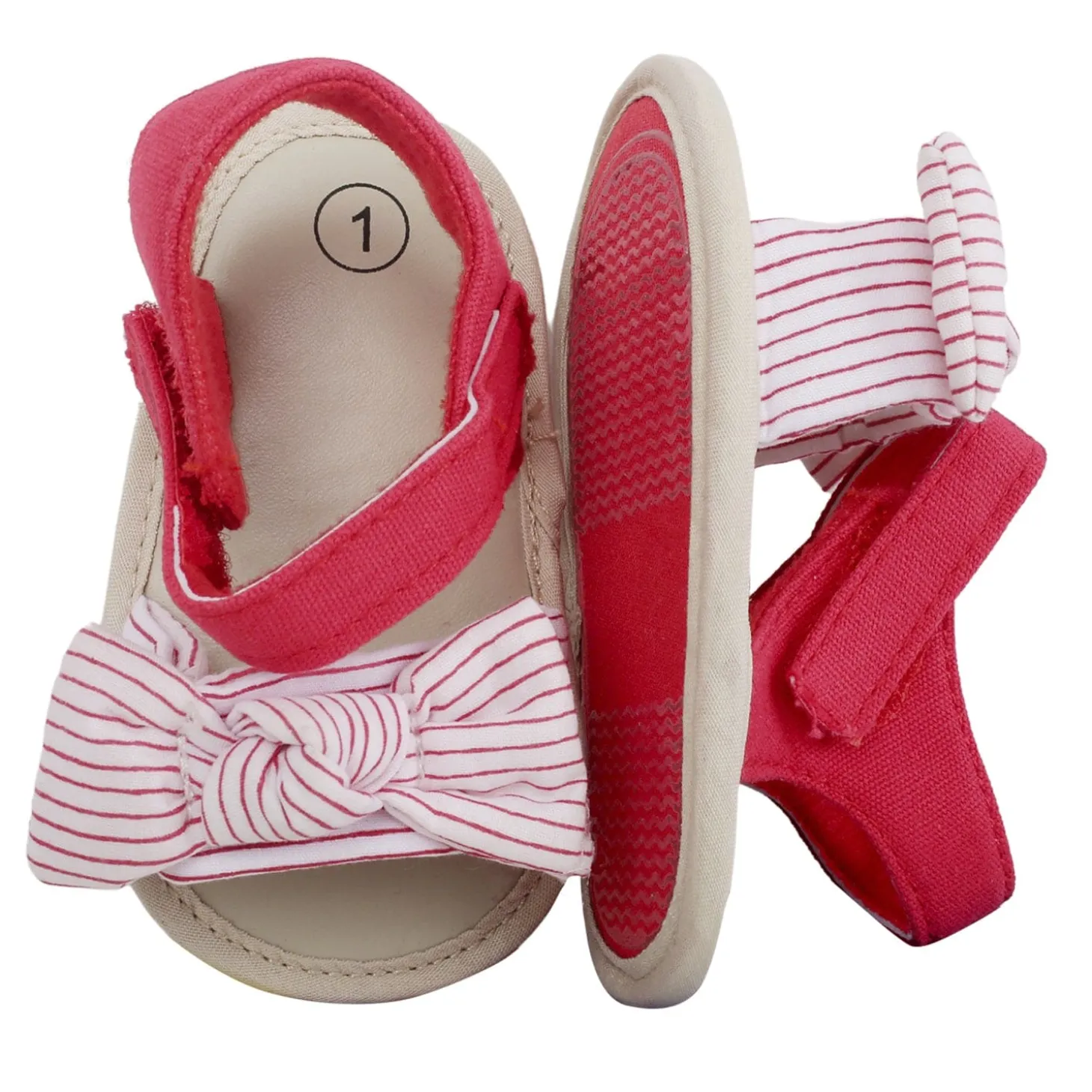 Baby Moo Striped Red Booties