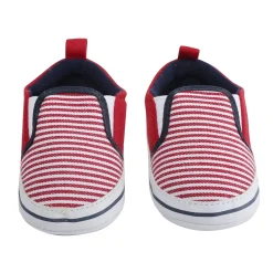 Baby Moo Striped Red Slip-On Booties