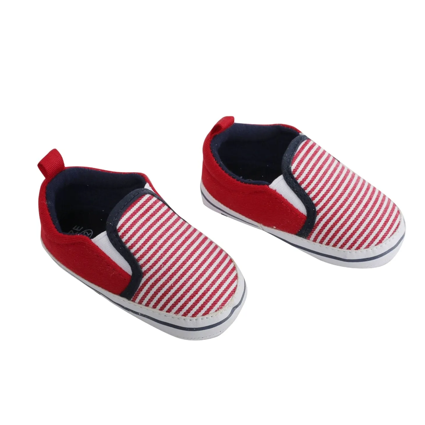 Baby Moo Striped Red Slip-On Booties