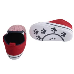 Baby Moo Striped Red Slip-On Booties