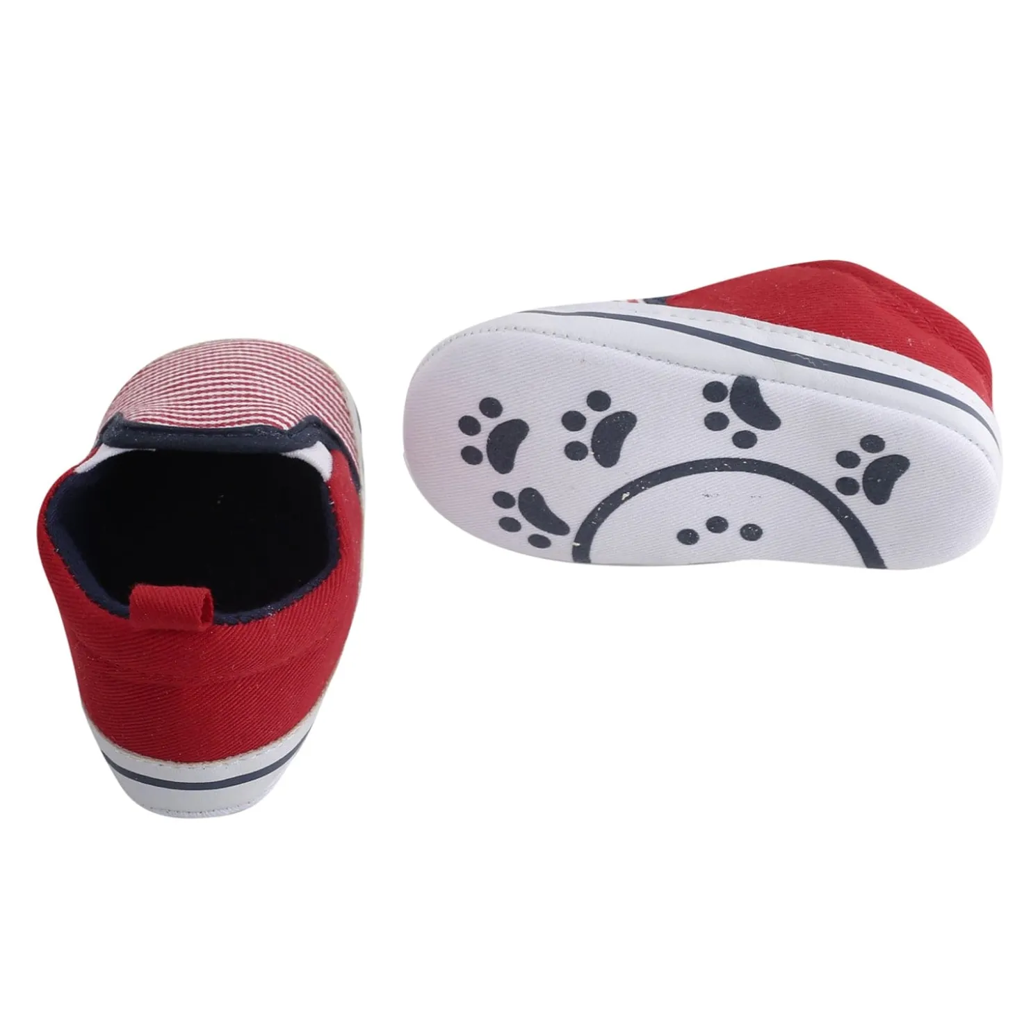 Baby Moo Striped Red Slip-On Booties