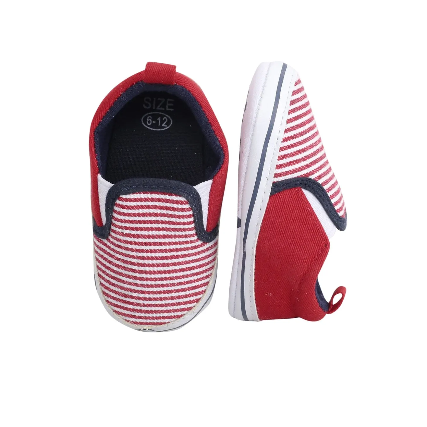 Baby Moo Striped Red Slip-On Booties