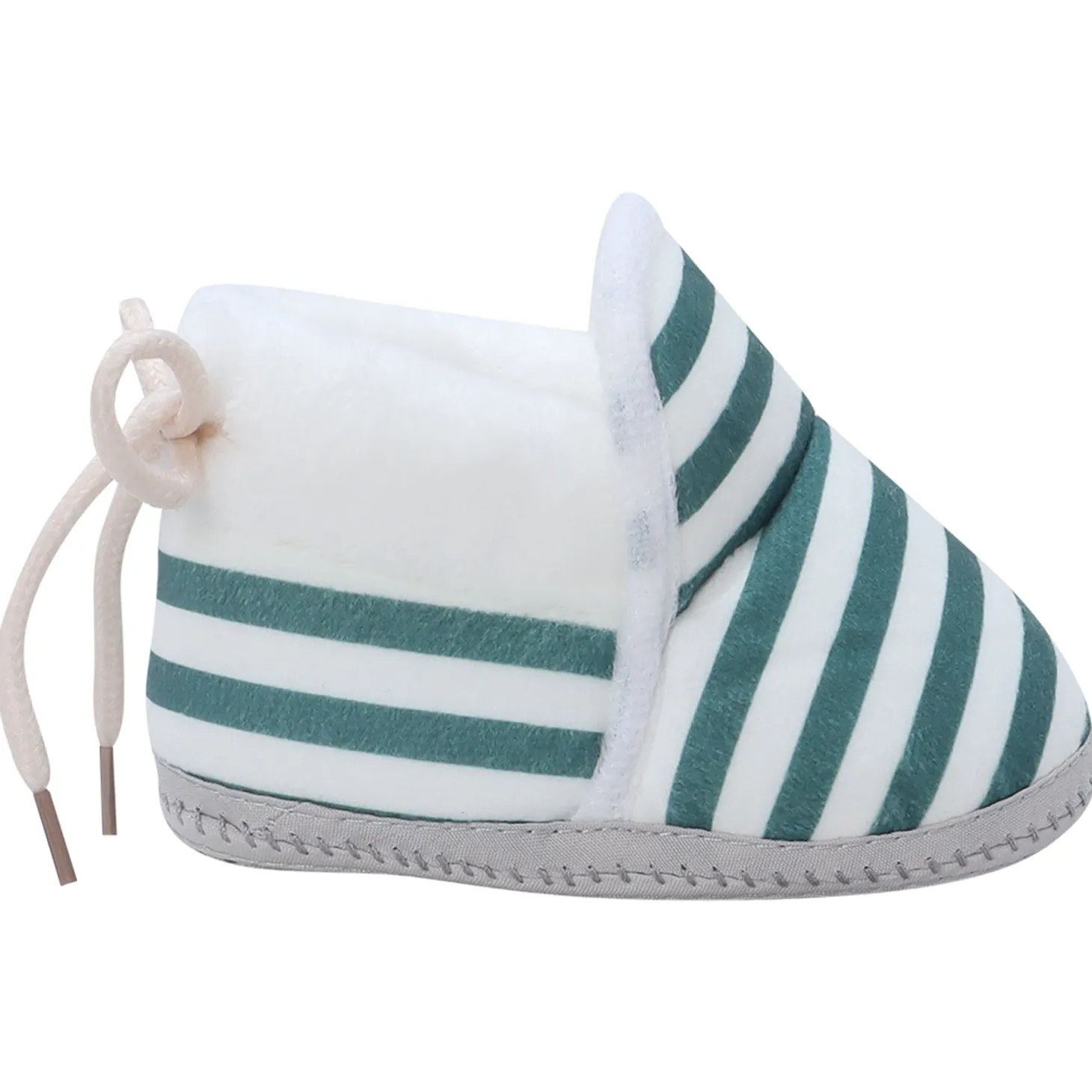 Baby Moo Striped Soft Slip-On Anti-Skid Plush Warm Booties - Green
