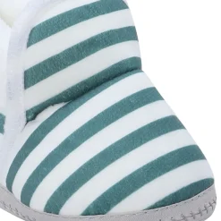 Baby Moo Striped Soft Slip-On Anti-Skid Plush Warm Booties - Green