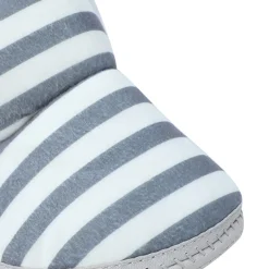 Baby Moo Striped Soft Slip-On Anti-Skid Plush Warm Booties - Grey
