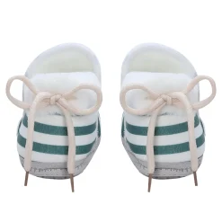 Baby Moo Striped Soft Slip-On Anti-Skid Plush Warm Booties - Green
