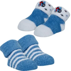 Baby Moo Striped Soft Socks Booties Pack of 2 - Blue