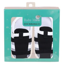 Baby Moo Stylish And Breathable Velcro Straps Anti-Skid Sandals - Black, White