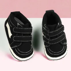 Baby Moo Stylish Casual Velcro Straps Anti-Skid Sneakers - Black