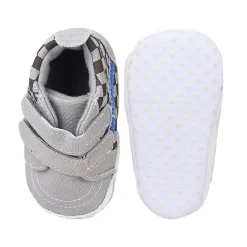 Baby Moo Stylish Casual Velcro Straps Anti-Skid Sneakers - Grey