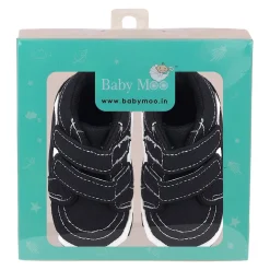 Baby Moo Stylish Casual Velcro Straps Anti-Skid Sneakers - Black