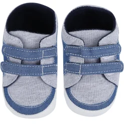 Baby Moo Stylish Colour Blocked Velcro Straps Anti-Skid Sneakers - Grey, Blue