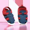 Baby Moo Stylish Denim Breathable Velcro Straps Anti-Skid Sandals - Blue