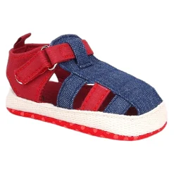Baby Moo Stylish Denim Breathable Velcro Straps Anti-Skid Sandals - Blue