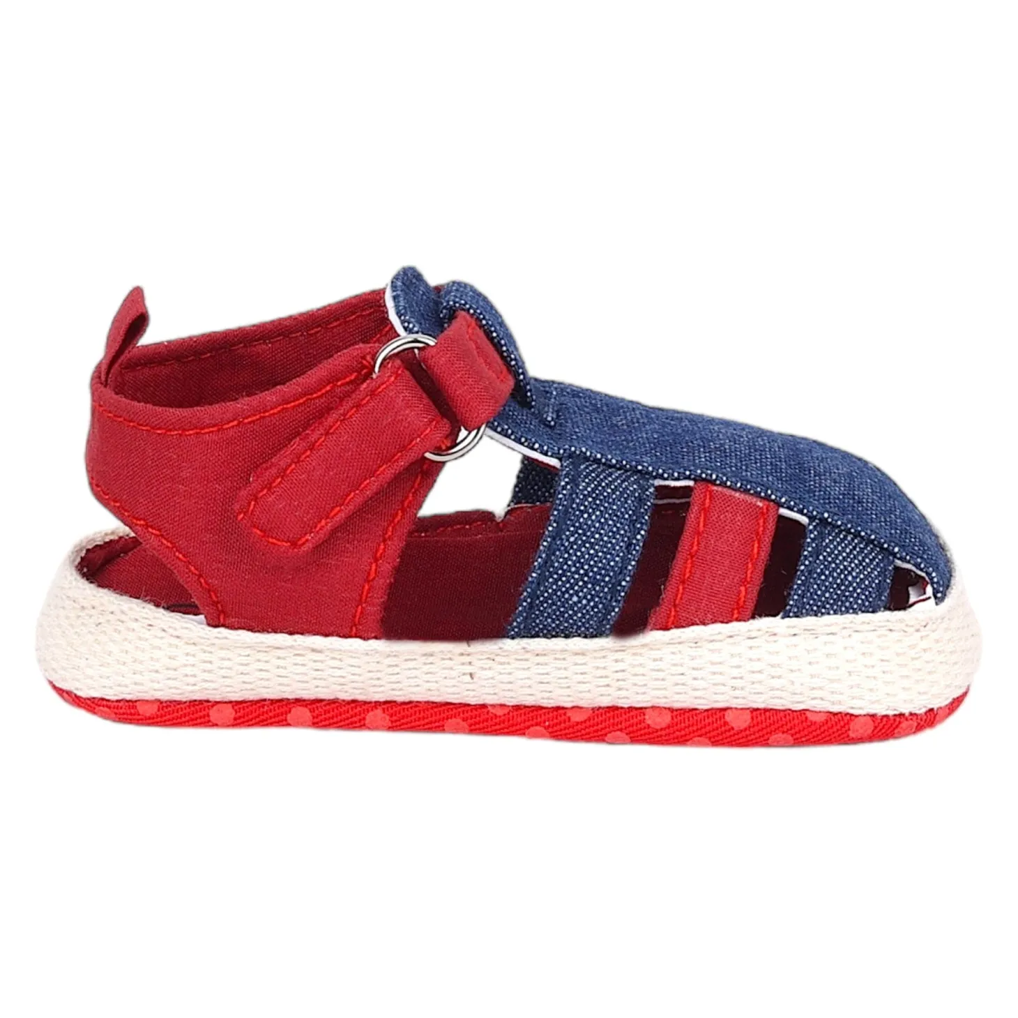 Baby Moo Stylish Denim Breathable Velcro Straps Anti-Skid Sandals - Blue