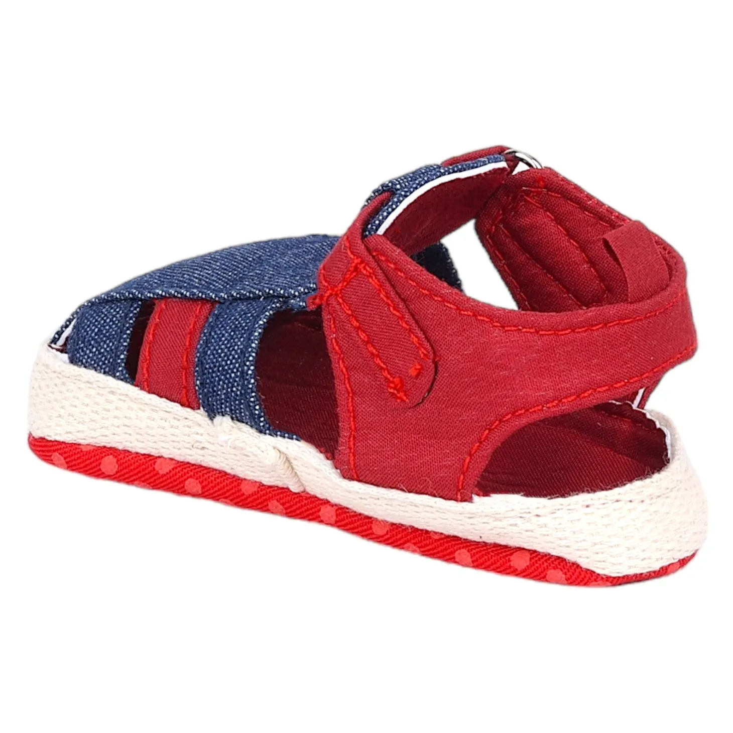 Baby Moo Stylish Denim Breathable Velcro Straps Anti-Skid Sandals - Blue
