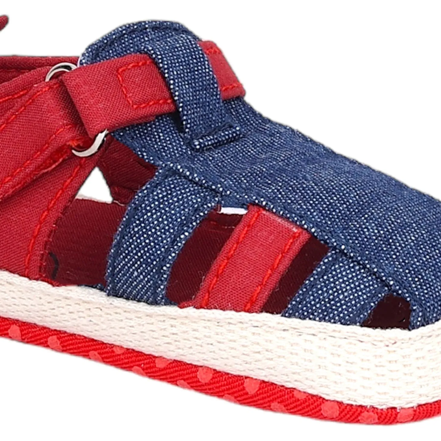 Baby Moo Stylish Denim Breathable Velcro Straps Anti-Skid Sandals - Blue