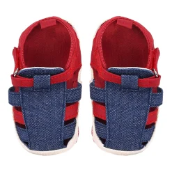 Baby Moo Stylish Denim Breathable Velcro Straps Anti-Skid Sandals - Blue