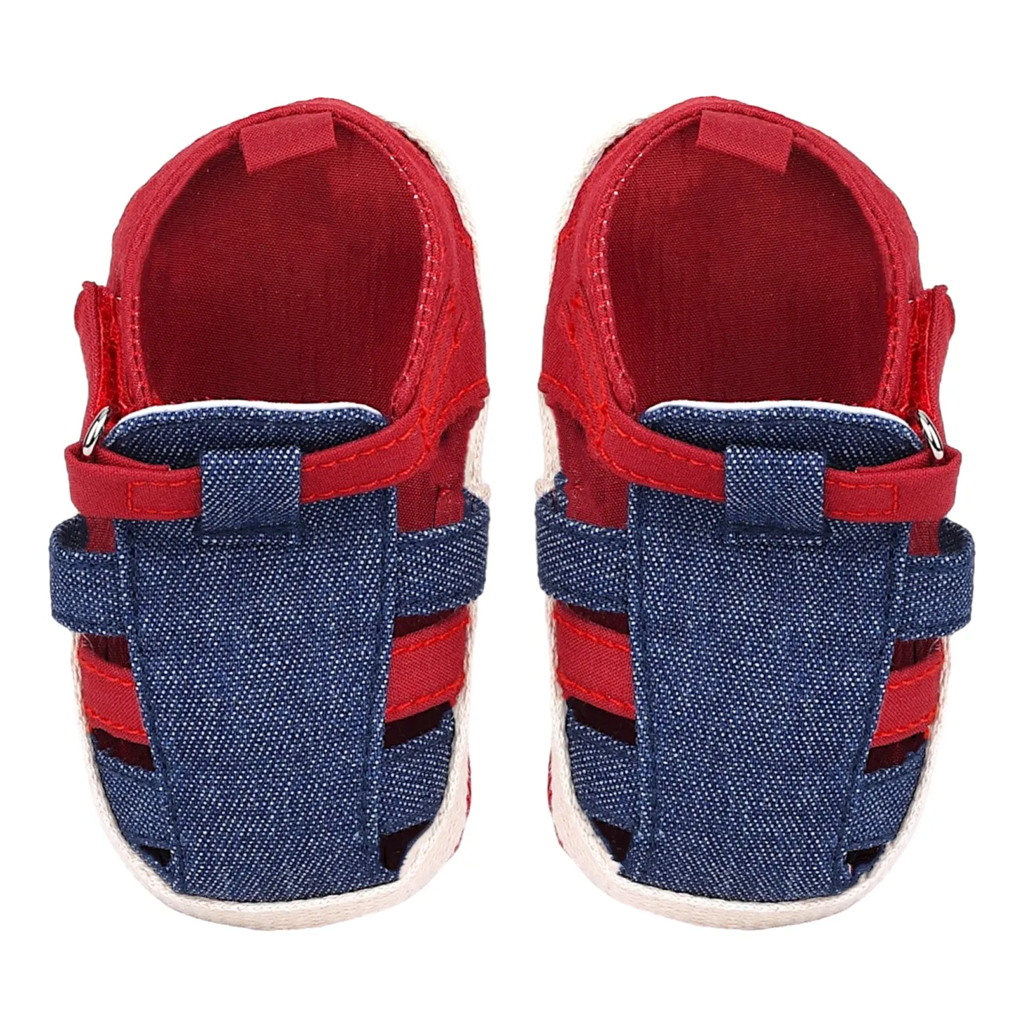 Baby Moo Stylish Denim Breathable Velcro Straps Anti-Skid Sandals - Blue