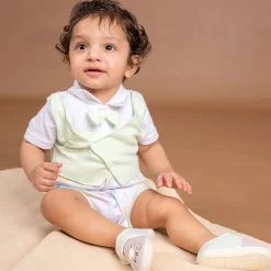 Baby Moo Stylish Dino With Elegant Bow Short Romper - Green