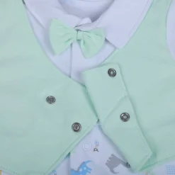 Baby Moo Stylish Dino With Elegant Bow Short Romper - Green